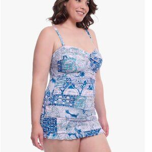 Profile by Gottex Karma Women’s Multi Paisley Print Sweethear NWT 18w Orig. $178